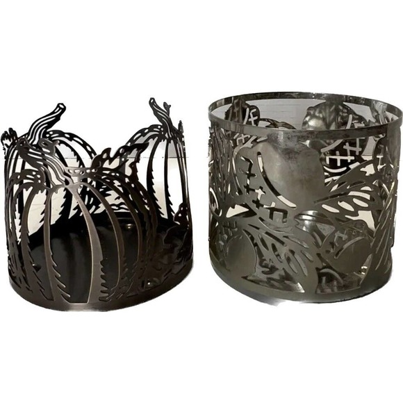 Bath & Body Works Accents Fall Acorn Leaves Pumpkin Metal 3 Wick